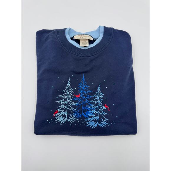 MC Sportswear Crewneck Cottage Christmas Embroidered Medium - Picture 1 of 4
